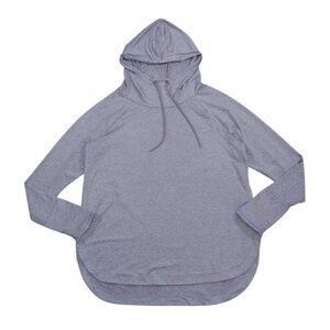 Athleta Uptempo Hoodie Pullover Sweatshirt Women L Gray Lightweight Stretch.